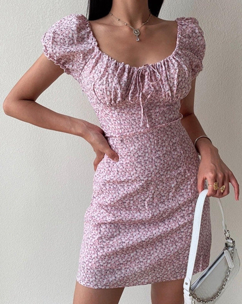 Danny Milkmaid Floral Dress pink – KIWEKIWI